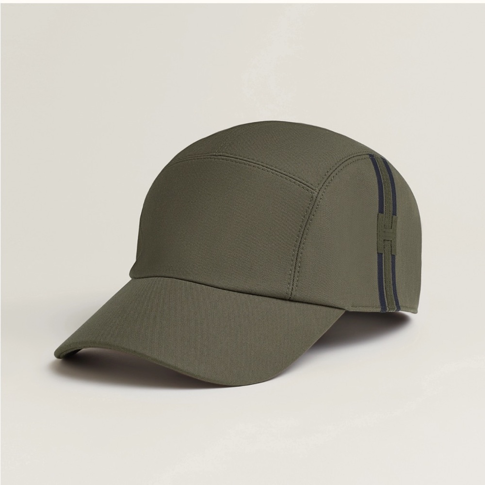 Hermes Nevada H Stripe baseball cap hat Basalte